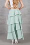 Women's Mint Flounced Layered Elastic Waist Kupra Lined Crepe Skirt Suitable for Hijab - 6