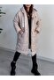 Hooded Lace Detailed Zippered Puffer Coat -Ecru -Collection
