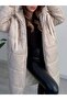 Hooded Lace Detailed Zippered Puffer Coat -Ecru -Collection - 2