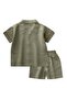 Embroidered Sleeves Shirt Shorts Linen Suit 2-7 Years Khaki Green - 2