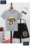 Children's Unisex “Dinosaur Brown in a Circle“ Special Printed Crew Neck T-Shirt - Shorts Set