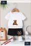 Children's Unisex “Bear Carpi Ip White“ Special Printed Crew Neck T-Shirt - Shorts Set