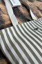 Khaki Green Striped Cotton Fabric Large Size Lined Women's Sports Beach Bag // Pc002 - 2