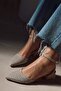 Allure Pointed Toe Back Open Stiletto Strap Evening Dress Short Block Heels Women's Shoes - 8