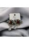 Red Stone Detailed Bee Model Earrings – Vintage Design with Pearls