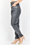 Women Petite Metallic Stretchable Trouser Pants, Silver - 2