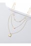 Gold Color Lock and Heart Charm Layered Necklace - 3