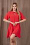 Women's Red Short Sleeve Etegi Flounce Crepe Classic Dress 700-3752 - 2
