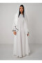 White Embroidery Satin Close Abaya