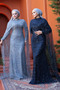 Cape Detailed Beaded Gray Hijab Evening Dress 52361Gr - 6
