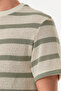 Striped Openwork Crew Neck Knitwear T-Shirt - 5