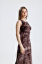 Slit Sleeveless Lycra Viscose Dress |   Elb35734 Coffee Tie Dye - 4