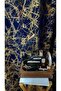 Navy Blue Gold Foil Rustic Curtain Eyelet Ring Pipe Ring Decorative Curtain - 4