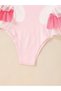 Baby Girl Children's Swimsuit Pink with Swan Patterned Tulle Upf 50 Protection - 8
