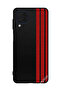 Protective Case Cover For Samsung Galaxy M32 4G Three Red Vertical Strips