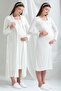 Ecru Special Design Long Sleeve 100% Cotton Maternity Maternity Dressing Gown Nightgown Set - 2