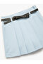 Belt Detailed Pleated Viscose Blended Shorts Skirt - 3