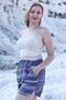 Cotton Beach Shorts with Pockets and Elastic Waistline Stripes - 2