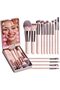 BS-MALL 14Pcs Mini Travel Makeup Brush Set Foundation Powder Concealers Eye Shadows With Mirror Pink
