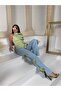Top Imported Lined Scuba Fabric Rose and Shawl Detail Blouse Bottom Imported Denim Side Rose Detail Special Design Suit - 4