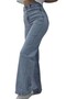 Young Girl's Blue Washed High Waist Lycra Loose Wide Leg Jeans - 2