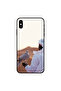 غطاء حماية لجهاز iPhone X باللونين الأبيض والأسود بتصميم نسر ينظر إلى الخلف