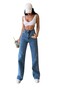 Women's Blue Snow Wash High Waist Stretchy Classic Wide Leg Jeans - 2