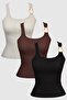 Cotton Thick Strap Ribbed Buckle Detailed Women's Tank Top 3 Pack