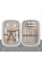 Professional 18 Piece White Manicure Pedicure Care Set - at Home, Travel or Office