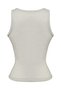 Beige Cotton Thick Strap Ribbed Buckle Detailed Women's Tank Top - 3