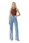 Women's Light Blue Snow Wash High Waist Stretchy Wide Leg Jeans - 4