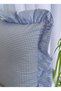 Melma 100% Cotton Blue Poti Checked Ruffled Decorative Cushion Cover 45X45- Living Room and Garden Decoration - 2