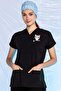 Black Custom Veterinary Uniform Anti-Feather Liquid Repellent Printed Scrubs Single Top Unisex