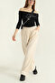 Women's Elastic Waist Pocket Gabardine Palazzo Trousers