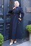 Buttoned Jacket Pocket Waist Tie Gilet Dress Navy Blue Hm2785 - 6