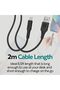 كابل شحن USB-A إلى Lightning بطول 200 سم، كابل شحن USB-A إلى Lightning متين بقوة 2.4 أمبير مع سرعة نقل بيانات 480 ميجابت في الثانية - 6