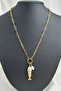 Steel Pearl Detail Yellow Enamel Fish Bone Necklace (46cm) - 4
