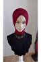 Burgundy Scarf Type Shawl Model Wrap-Around Style with Frequent Draping Ready-Made Veil Ready-Made Shawl Ready-Made Turban - 2