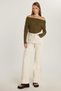 Women's Regular Fit 100% Cotton Wide Leg Beige Jean Jeans - 4