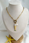 Steel Pearl Detail Yellow Enamel Fish Bone Necklace (46cm) - 2