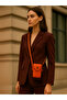 Women's Leather Orange Waterproof Phone Wallet Cross Shoulder Bag with Strap