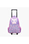 Cat Applique Trolley Backpack with Retractable Handle and Zip Closure - 35x18x50 cms