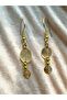 Natural Stone Dangle Women's Earrings – Citrine Natural Oval – Gold Hook 4.5 cm - 3