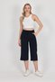 High Waist Pocket Relaxed Cut Seasonal Women's Knee Length 2-Piece Bermuda Black-Anthracite Capri Shorts - 2