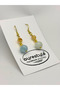 Natural Stone Dangle Women's Earrings – Aquamarine & Citrine – Gold Hook 4.5 cm