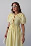 Lace Detailed Gathered Waist Muslin Dress Yellow 9362-E - 4