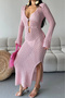 Women's Pink Maxi Size Knitwear Pareo Nbmylk28 - 3