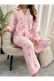 Women's Pajama Set Long Sleeve Buttoned Striped Bow – Comfortable Model - 4