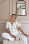 White Delicato Knitted Short Sleeve Women's Pajama Set - 3