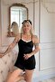 Black Chic Comfort Lace Knitted Strap Shorts Women's Pajama Set - 4